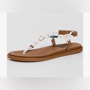Woman's Sandals Sperry Isla T-bar Sandal White Brown Blue $70MSRP Size 10 NWOB